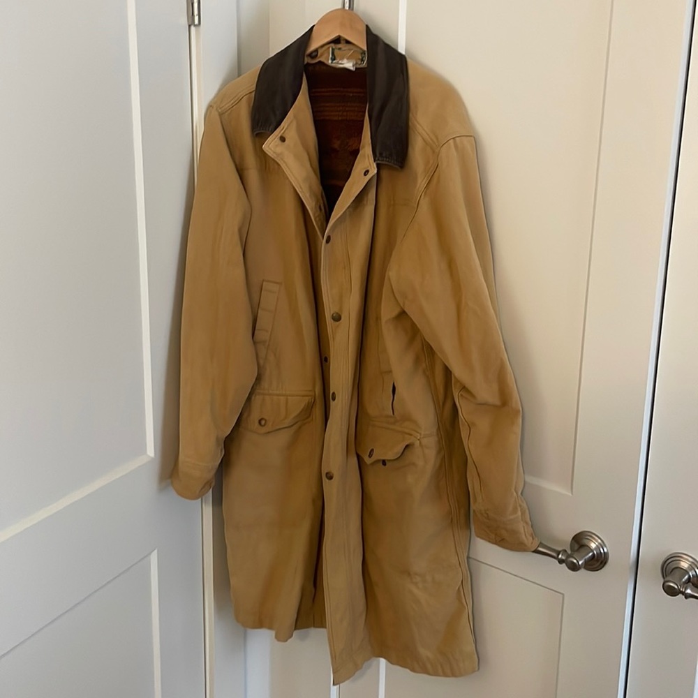 L.L. Bean Vintage Knee Length Barn Coat with Removable Fleece Lining
